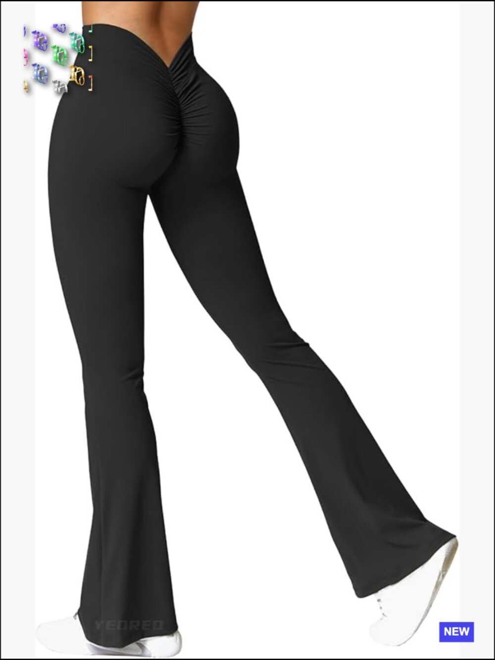 Scrunch Flare Leggings V Back Butt Lifting High Waist 31.5" Gym Yoga